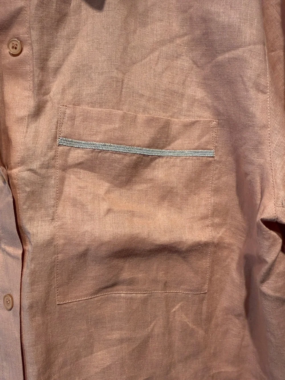 Lafayette 148 Linen Short-Sleeve Button Down Shirt - Pink - Picture 3 of 4